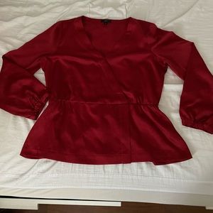 j crew red silk blouse